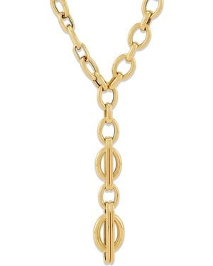Saks Fifth Avenue 14K Oval Link Lariat Necklace - Metallic