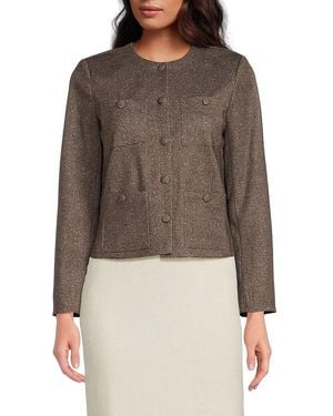 Saks Fifth Avenue Ladylike Crewneck Tweed Jacket - Brown
