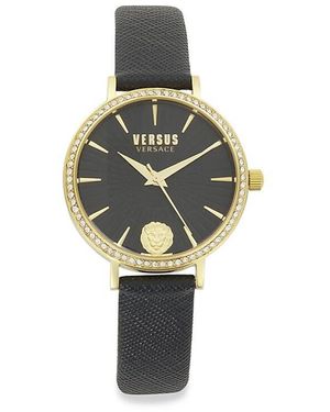 Versus Versus Mar Vista Ip & Enamel Leather-Strap Watch/34Mm - Metallic