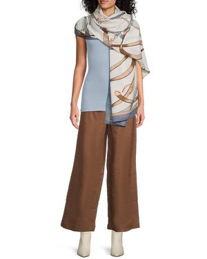 La Fiorentina Chain Print Satin Scarf - Blue