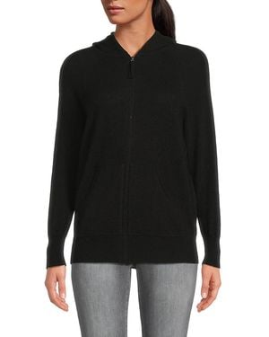 Saks Fifth Avenue Zip Up 100% Cashmere Hoodie - Black