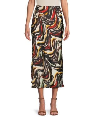 Ba&sh Pom Abstract Midi Skirt - Black