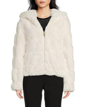 BCBGMAXAZRIA Missy Faux Fur Hooded Jacket - White