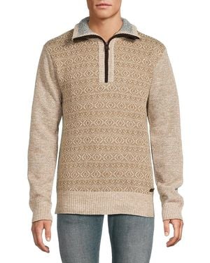 Buffalo David Bitton Watte Faux Fur-lined Quarter-zip Jumper - Natural