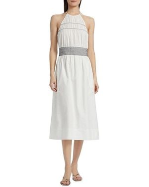 Ramy Brook Melanie Smocked Cotton Midi-Dress - White