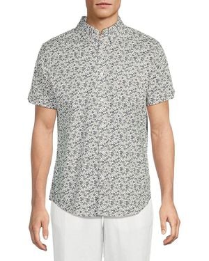 Ben Sherman Floral Print Stretch Cotton Shirt - Grey