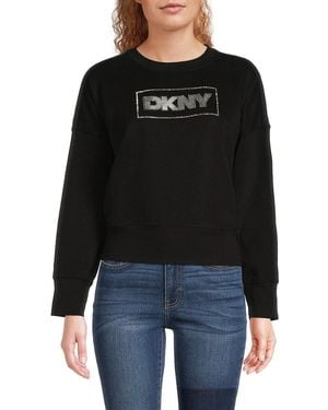 DKNY Glitter Logo Graphic Sweatshirt - Black