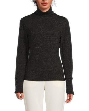 Andrew Marc Glitter Turtleneck Rib-Knit Jumper - Black