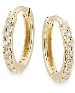 Saks Fifth Avenue 14K & 0.09 Tcw Diamond Huggie Earrings - White