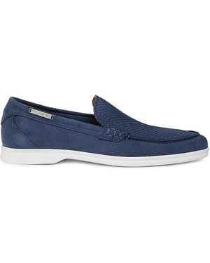 Karl Lagerfeld Woven Vamp Leather Loafers - Blue