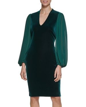 Vince Camuto Velvet Chiffon Bodycon Dress - Green