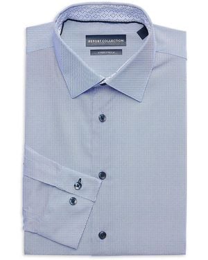 Report Collection 4 Way Long Sleeve Twill Dress Shirt - Blue