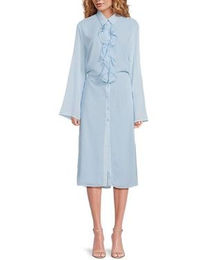 AREA STARS Ruffled Button-Front Shirtdress - Blue