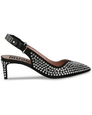 Love Moschino 60Mm Crystal-Embellished Satin Slingback Pumps - Metallic