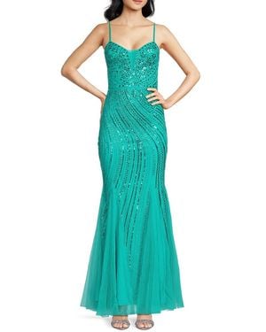 Lulus Sequin Embellished Gown - Green