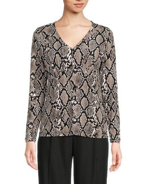 Badgley Mischka Snake Print Top - Black