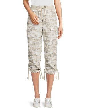 DKNY Camo Tie-Cuff Cropped Pants - Natural