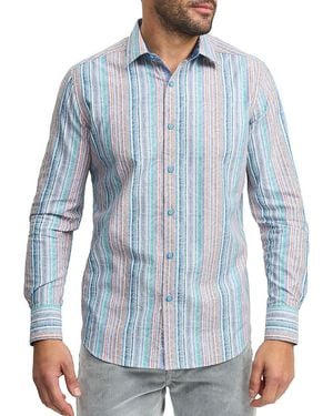 Robert Graham Tyson Striped Woven Shirt - Blue