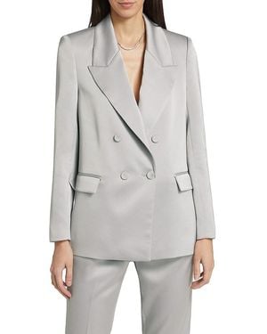 If Only Studio Tina Double-breasted Satin Blazer - Grey