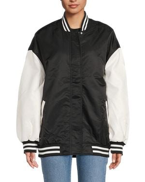 Hudson Jeans 'Baseball Collar Oversized Bomber Jacket - Black