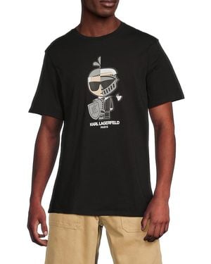 Karl Lagerfeld Split Personality Graphic Cotton T-Shirt - Black