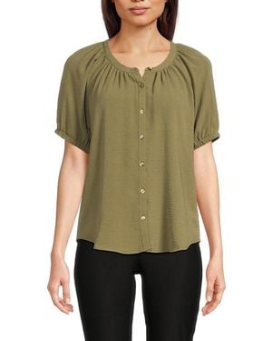 Bobeau Puff Sleeve Shirt - Green