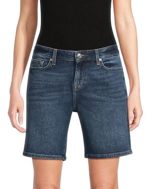 7 For All Mankind Stretch-Cotton Whiskered Denim Shorts - Blue