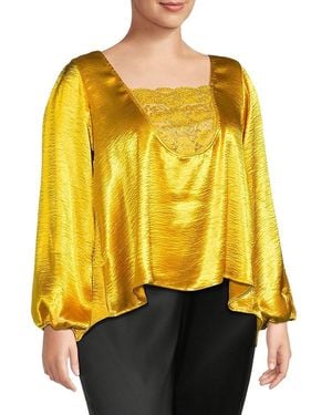 Baea Plus Lace & Satin Shift Top - Blue