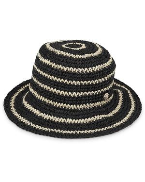 Bruno Magli Stripe Crochet Bucket Hat - Black