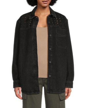 Hudson Jeans Grommet Denim Trucker Jacket - Black