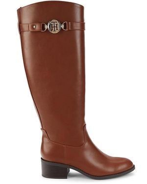 Tommy Hilfiger Logo Belted Knee High Boots - Brown