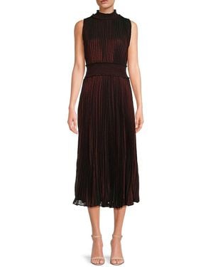 Nanette Lepore Smocked Waist Pleated Midi Dress - Black
