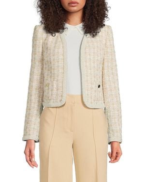 Karl Lagerfeld Tweed Open Front Jacket - Natural
