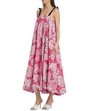 Busayo Ayo Leaf Print Maxi Dress - Pink