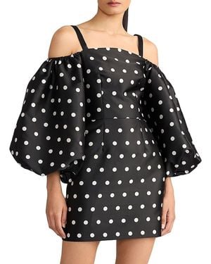 Zac Posen Polka Dot Balloon Sleeve Minidress - Black