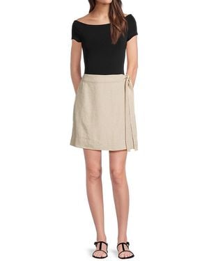 Saks Fifth Avenue Tie-Waist 100% Linen Miniskirt - Natural
