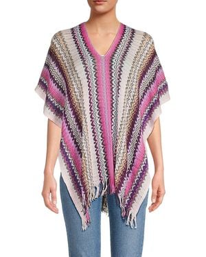 Missoni Chevron Print Cotton Ruana Wrap - Red