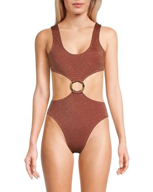 Montce Metallic Cutout One Piece Swimsuit - Red