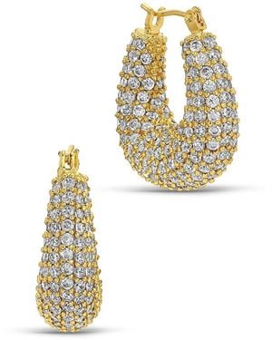 Eye Candy LA Golden Naples Goldtone & Cubic Zirconia Hoop Earrings - White