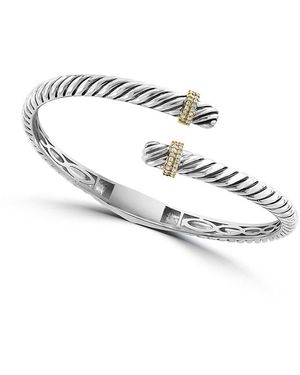 Effy ENY Sterling, 18K & 0.16 Tcw Diamond Bangle Bracelet - White