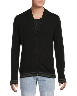 Autumn Cashmere Merino Wool-Cashmere Contemporary-Fit Bomber Jacket - Black