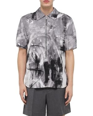 Helmut Lang Abstract Print Zip-Front Shirt - Grey