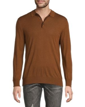 Bruno Magli Merino Wool Polo Jumper - Grey