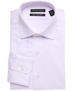 Saks Fifth Avenue Checked Dress Shirt - Purple