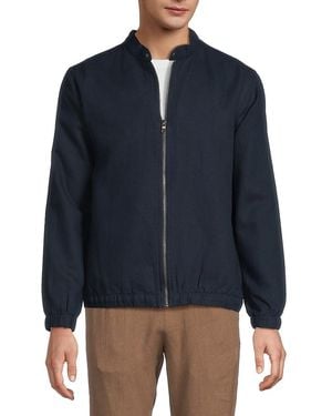 Saks Fifth Avenue Linen Blend Bomber Jacket - Green