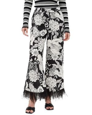 Trina Turk Weekend Jacquard & Feather Trousers - White