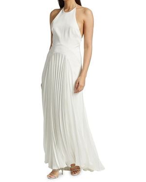 Galvan London Provence Halterneck Textured Crepe Gown - White