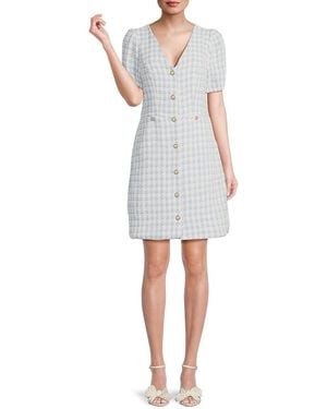 Nanette Lepore Checked Tweed Minidress - Gray