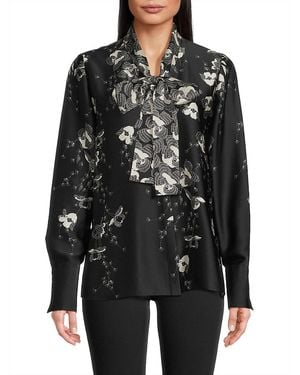Emanuel Ungaro Knoxie Floral Tieneck Blouse - Black
