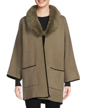 Saks Fifth Avenue Faux Fur Collar Jacket - Brown